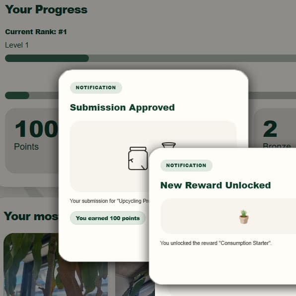 Challenge reward shown on the Roots of Change website